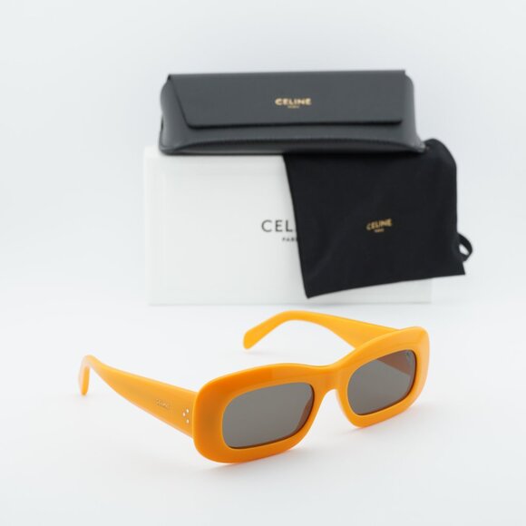 Celine CL40294I 42A Rectangle Sunglasses - Glossy Orange/Grey main image 7
